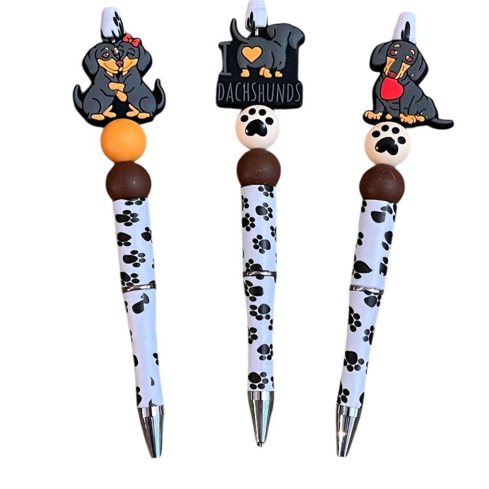 Dachshund Themed Black and White Pens